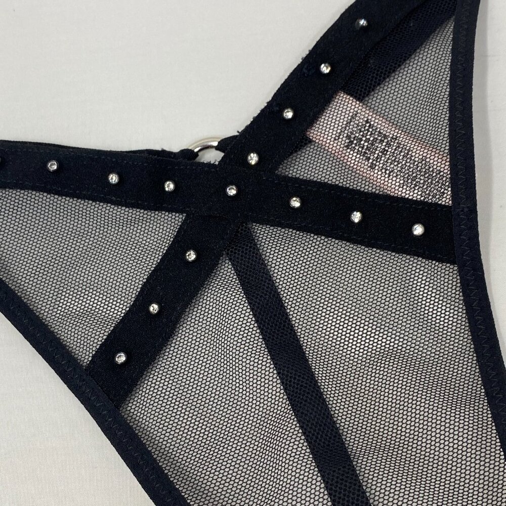 Agent Provocateur Judy Black Studded Thong M/L New $165 - Picture 4 of 7